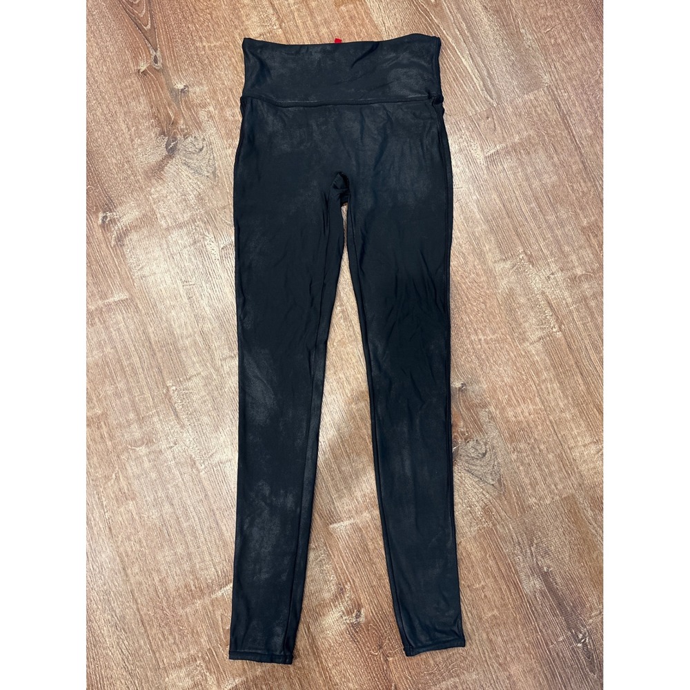 Spanx Faux Leather Leggings gray Black High Waisted Ankle Pants Womens Medium M